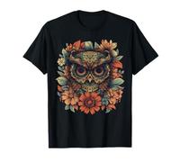 Boho Owl Camiseta - Floral Sugar Skull Mandala Art Design Camiseta