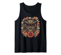 Boho Owl Camiseta - Floral Sugar Skull Mandala Art Design Camiseta sin Mangas