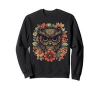 Boho Owl Camiseta - Floral Sugar Skull Mandala Art Design Sudadera