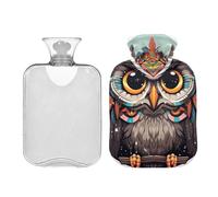 Boho Owl Native Wear - Botella de agua caliente con funda suave, bolsa de agua caliente de 2 litros para aliviar el dolor de cuello y hombros, botellas de agua caliente con fundas