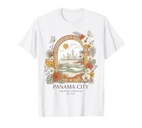Boho Panama City Skyline Tropical Botanical Floral Vacation Camiseta