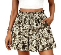 Boho Pantalon Corto Mujer Estampado con Bolsillo Tiro Alto Ropa Mujer Verano 2026 Pantalón Corto Anchos Cómodos Ligera Elástico Shorts En Interiores Vacaciones Viaje