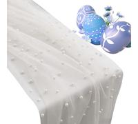 Boho Pearl Tablecloth, Soft Cuttable Tulle, Pearl Sheer Tables Runners, Holiday Wedding Tables Runner with Pearls, Pearls Table Runner with Style, Table Runners for Centerpiece, 30x118 Inches