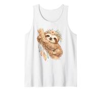 Boho Perezoso Corona Floral Atrapasueños Arte Acuarela Camiseta sin Mangas