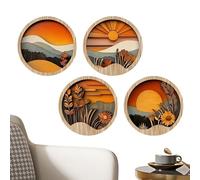 Boho Pictures Wall Decor, Bohemian Wall Art, Frames Rustic Aesthetic Wooden Geometric 7.87Inch Ornament for Gallery Bookshelf Patio Apartment Porch Windowsill Hallway Balcony Entryway Fireplace