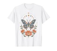 Boho Polilla Mariposa Floral Celestial Fases Lunares Naturaleza Camiseta