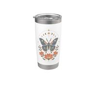 Boho Polilla Mariposa Floral Celestial Fases Lunares Naturaleza Vaso térmico de acero inoxidable de doble pared
