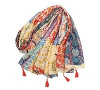 Boho Printed Scarf - 185x100cm Lightweight Boho Cotton Scarf | Fall Winter Fashion, Vintage Scarfs | Colorful Printed Tassel Scarves For Beach, Swimming Pool, Traveling, Vocation, Shawls And Wraps, Wo