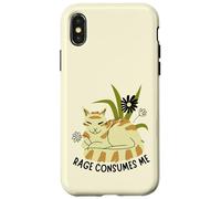 Boho Rage Consumes Me Funny Floral Cat Sarcastic Kitten Carcasa para iPhone X/XS