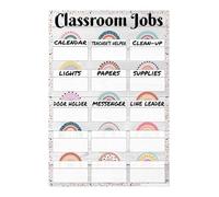 Boho Rainbow Class Jobs Poster Set, Classroom Helpers Chart for Teachers, Preschool Kindergarten Elementary Wall Decor(Framed,08x12inch(20x30cm))