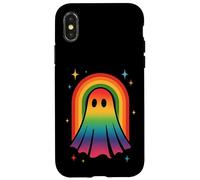 Boho Rainbow Ghost Retro LGBTQ Pride Halloween Carcasa para iPhone X/XS