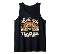 Boho Rainbow Retired Teacher Class of 2026 Funny Retirement Camiseta sin Mangas