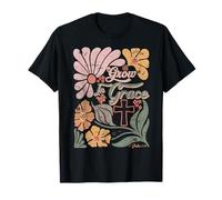Boho Retro Christian Grow In Grace Biblia Cristiana Hombres Mujeres Camiseta