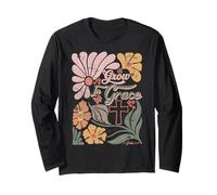Boho Retro Christian Grow In Grace Biblia Cristiana Hombres Mujeres Manga Larga