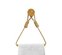 Boho Rope Toilet Roll Holder - Wall Mounted Vintage Jute Tissue Dispenser | Rustic Farmhouse Bathroom Decor with Stainless Steel Hook | For Kitchen Towel, Nautical Beach Style, Handmade Natural R