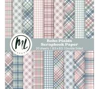 Boho Scrapbook Paper Pad: Bohemian Plaids Scrapbook Paper, Earthy Tones Decorative Craft Paper for DIY Card Making, Scrapbooking, Junk Journaling, ... Crafts for Kids, Double-Sided, 8.5 x 8.5 inch