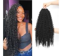 Boho Senegalese Twist Crochet Hair 8 Packs Pre Looped Goddess Island Passion Twist Crochet Braids Hair Extensions for Black Women (1B, 14inch)