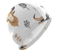 Boho Simple Style West Highlander - Natación de vaca unisex para adultos, pelo corto, impermeable, grande, protección del cabello y reducción de arrastre, gorro de natación para hombre