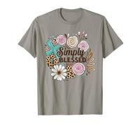 Boho Simply Blessed Cruz Floral Cristiana Hombres Mujeres Camiseta