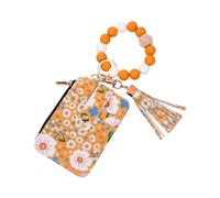 Boho Style Beaded Tassel Keychain Wallet, Womens Boho Beaded Wristlet Wallet Keychain, Credit Card Holder Purse (A#)