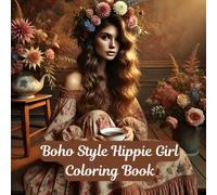 Boho style hippie Girl Coloring Book