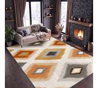 Boho Sud West Alfombra de salón lavable 120 x 170 cm, Tribal Geométrico Letra Alfombra antideslizante con cerdas Ras - Moqueta decoración de suelo suave y plegable para dormitorio, oficina, habitación