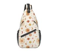 Boho Sun Moon Rainbow Stars Planet Sling Bag, Chest Bag Daypack, Crossbody Sling Mochila para Viajes Deportes Correr Senderismo