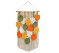 Boho Tassel Tapestry - Woven Leaf Hanging Art | Handmade Macrame Ornament for Nursery, Bedroom, Living Area, Bathroom, Kitchen | Soft Fiber Leafwork Accent, Rustic Decorative Texture Piece for
