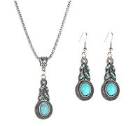 Boho Teardrop Dangling Girls Conjuntos de pendientes Conjuntos simples vintage Pendientes y pendientes colgantes de turquesa occidental para mujer Pendientes de Golpes Cabello (as show-B, One Size)
