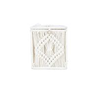 Boho Tissue Cover - Cotton Rope Box with Lid | 16x16x17cm Size, Lightweight 300g, Decorative Organizer for Bathroom Bedroom Kitchen Living Room Office Table Counter Shelf Dresser Dorm