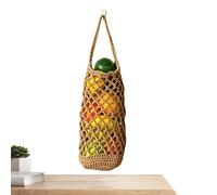 Boho Vegetable Holder | Hand Woven Fruit Vegetable Kitchen Storage Net Pouch - Wall Onion Basket - For Home Farmhouse Pantry Living Room Bedroom Balcony Laundry Room Entryway