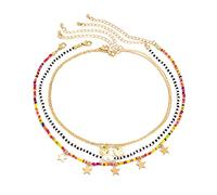 Boho Vintage Beaded Necklace Vintage Colorful perlas Collar Beads Choker Necklace Flower Polymer Clay perlas Adjustable Creative, Handmade para niñas mujeres