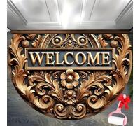 Boho Vintage Half Round Door Mat,Semicircular Absorbent Non Slip Soft Floor Carpet,Indoor Outdoor Semi Circle Entrance Rug for Kitchen Patio Front Door Mat Decor