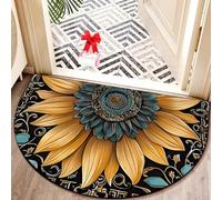 Boho Vintage Half Round Door Mat,Semicircular Absorbent Non Slip Soft Floor Carpet,Indoor Outdoor Semi Circle Entrance Rug for Kitchen Patio Front Door Mat Decor