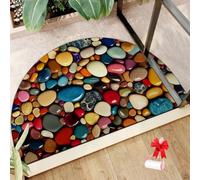 Boho Vintage Half Round Door Mat,Semicircular Absorbent Non Slip Soft Floor Carpet,Indoor Outdoor Semi Circle Entrance Rug for Kitchen Patio Front Door Mat Decor