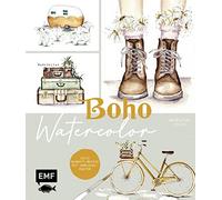 Boho Watercolor: Aquarell-Motive Schritt für Schritt im Vintage-Look malen - Mit Vorlagen-Poster