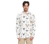 Boho West Highlander - Sudadera con capucha para hombre, color marrón vaca, protección solar, manga larga, ligera, protección contra erupciones, Boho West Highlander Cow Brown, S