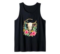 Boho Western Bull Skull Floral Cactus Watercolor Camiseta sin Mangas