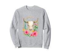 Boho Western Bull Skull Floral Cactus Watercolor Sudadera