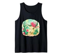 Boho Western Floral Cow Skull Desert Cactus Watercolor Camiseta sin Mangas