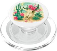 Boho Western Floral Cow Skull Desert Cactus Watercolor PopSockets PopGrip para MagSafe