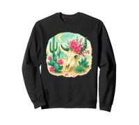 Boho Western Floral Cow Skull Desert Cactus Watercolor Sudadera