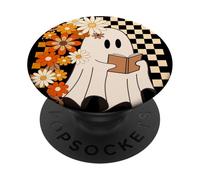 Boho Wildflower Spooky Ghost Reading Book Lover Reader PopSockets PopGrip Adhesivo