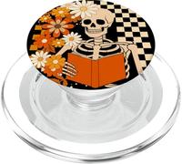 Boho Wildflower Spooky Skeleton Reading Book Lover Reader PopSockets PopGrip para MagSafe