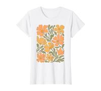 Boho Wildflowers Retro Floral Abstracto Flor Jardín Camiseta gráfica económica, Mujer, Blanco, XS