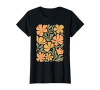 Boho Wildflowers Retro Floral Abstracto Flor Jardín Camiseta gráfica económica, Mujer, Negro, XS