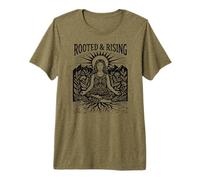 Boho Yoga Meditación Mujer Espiritual Arraigada y Naciente Naturaleza Camiseta Premium