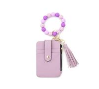 Bohomian Styles - Llavero con cuentas y borlas y tarjetero para mujer, monedero, pulsera, monedero, P, 12x9cm