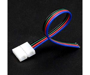 BoHong 10pcs Conector Tira LED RGB 5050 10mm Ancho Conector Controlador Cinta LED Puente 4 Pin LED Strip Connector Cable Extensión Banda LED 4 Pines para RGB 5050 LED Strip, 15cm Largo