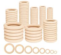 Bohoray 120 Piezas Anillos de Madera para Manualidades, Aros de Madera para Sonajeros, Anillos Redondos para Decoración Manualidades, Joyas, Macramé (8 Tamaños)